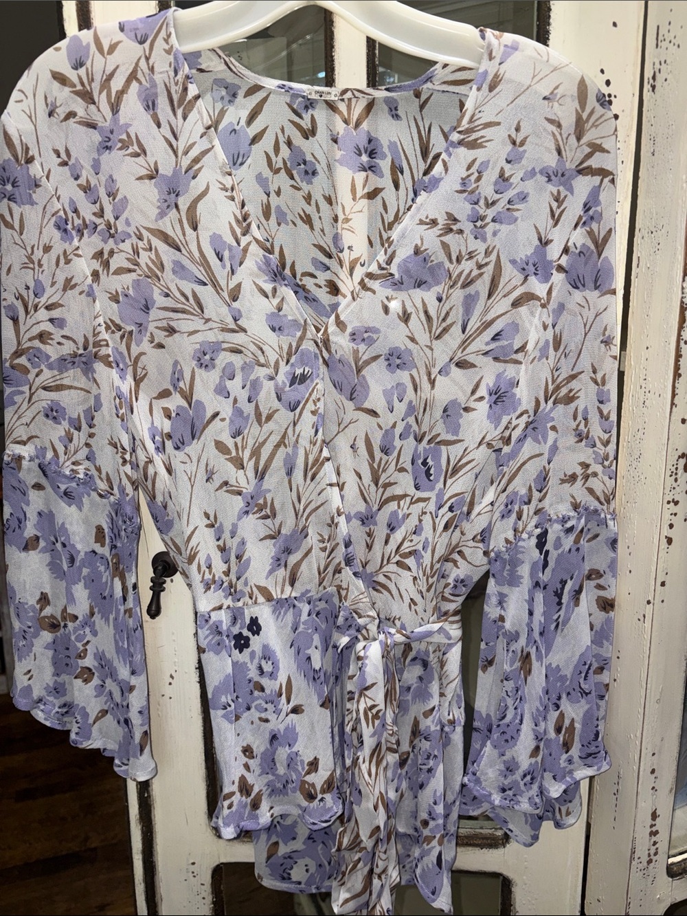 Beautiful Chan Luu Lavender Floral Wrap Blouse